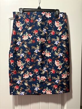 Philosophy Floral Navy Pencil Skirt Office Wear Y2K Vintage 2000s Size 10
